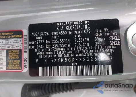 2025 Kia Sportage Sx-Prestige from USA, damaged, VIN 5XYK5CDFXSG253267